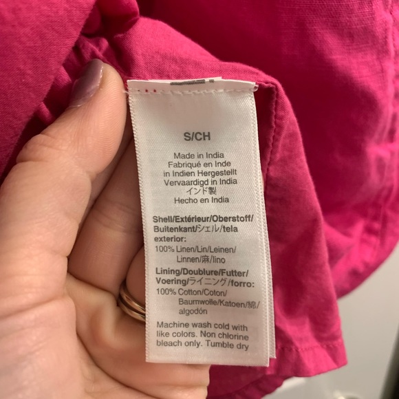 J.Crew Linen Button Back Tank dress in hot pink, size S - Picture 7 of 8